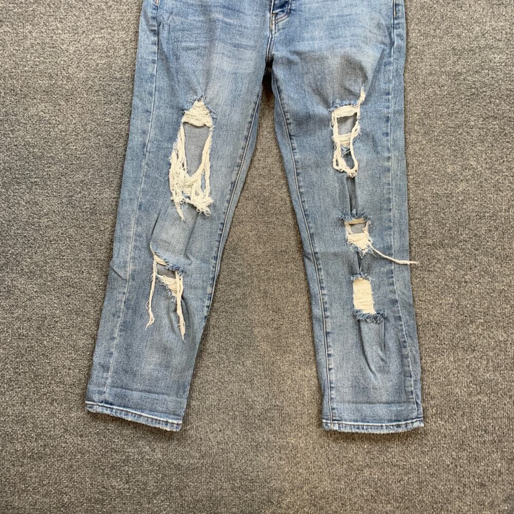 Fashion Nova Jeans Womens 13 Denim Distressed Ripped Button Fly Straight Ankle - Picture 3 of 16